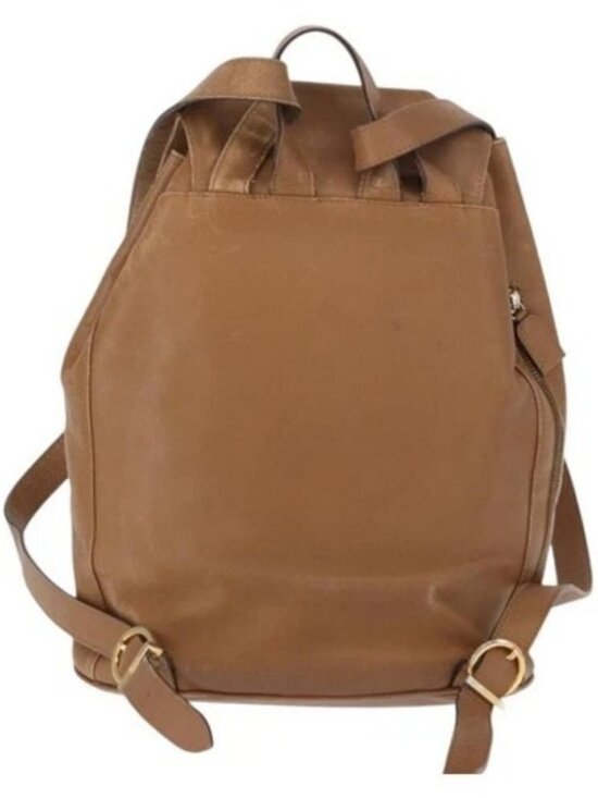 Salvatore Ferragamo Backpack Leather Beige Gold Auth 152109 main image 9